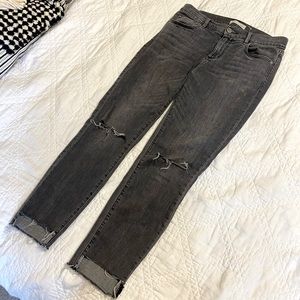 LOFT step hem mid rise skinny gray wash